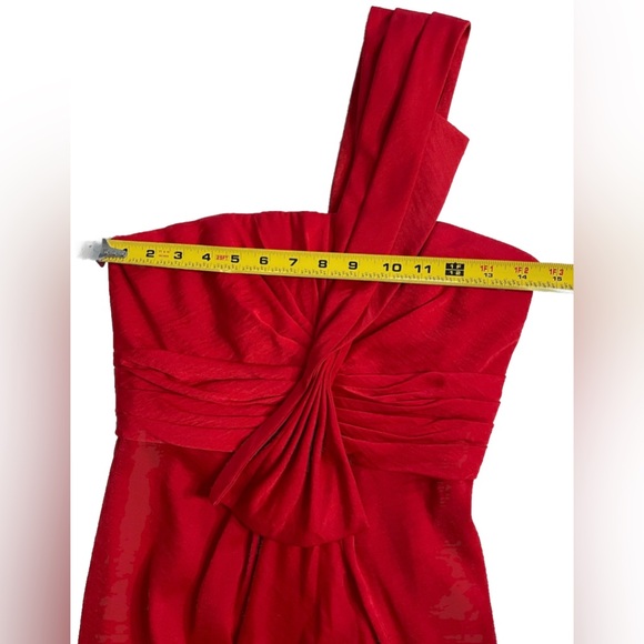 BCBGMaxAzria Palais One Shoulder Dress Women 4 Red Mini Chic Cocktail Prom Party - Picture 7 of 9